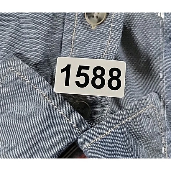 Weatherproof Vintage Shirt SMALL BLUE 100% Cotton Chambray Button BLUE MOON LOGO - Picture 10 of 10